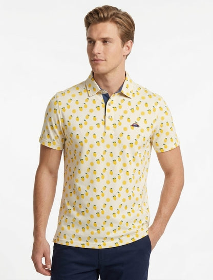 The Surf Car Pineapple Print Polo Shirt - White