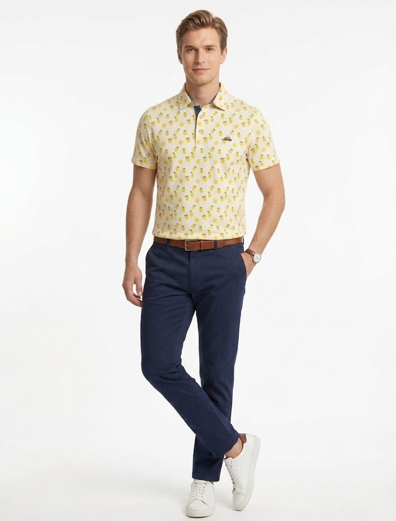 The Surf Car Pineapple Print Polo Shirt - White