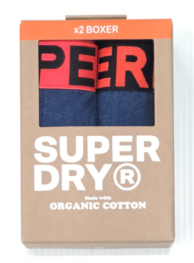 Superdry Organic Cotton Boxer Double Pack - Dark Indigo/Blue Marl