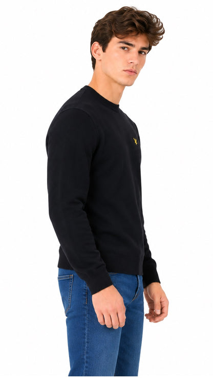 Lyle & Scott Cotton Merino Crew Neck Sweater - Dark Navy