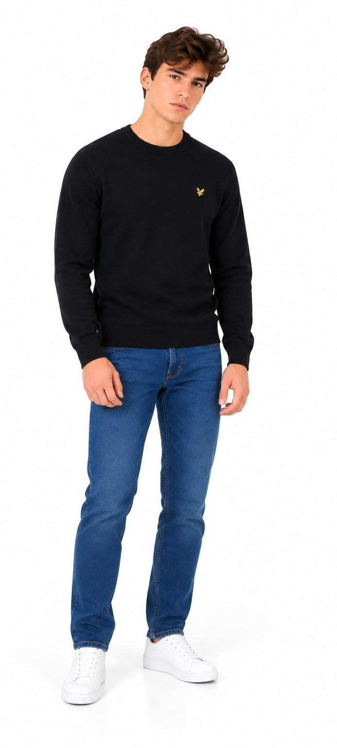Lyle & Scott Cotton Merino Crew Neck Sweater - Dark Navy