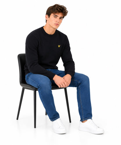 Lyle & Scott Cotton Merino Crew Neck Sweater - Dark Navy