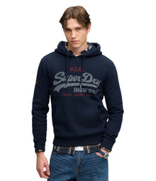Superdry Vintage Logo Heritage Relaxed Hoodie - Deep Sea Blue Marl