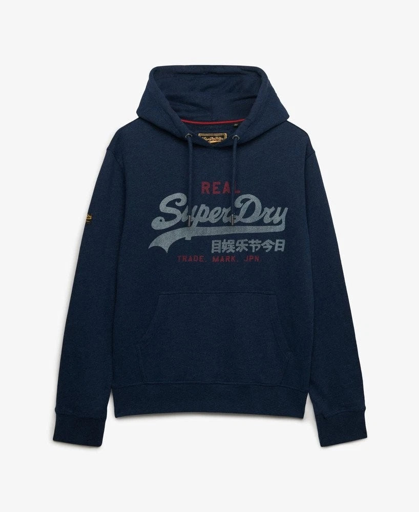 Superdry Vintage Logo Heritage Relaxed Hoodie - Deep Sea Blue Marl