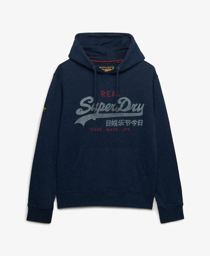 Superdry Vintage Logo Heritage Relaxed Hoodie - Deep Sea Blue Marl