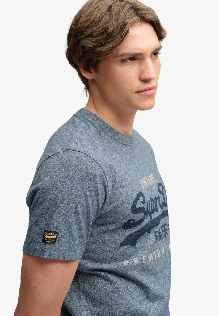 Superdry Vintage Logo Classic T-Shirt - Denim Blue Marl