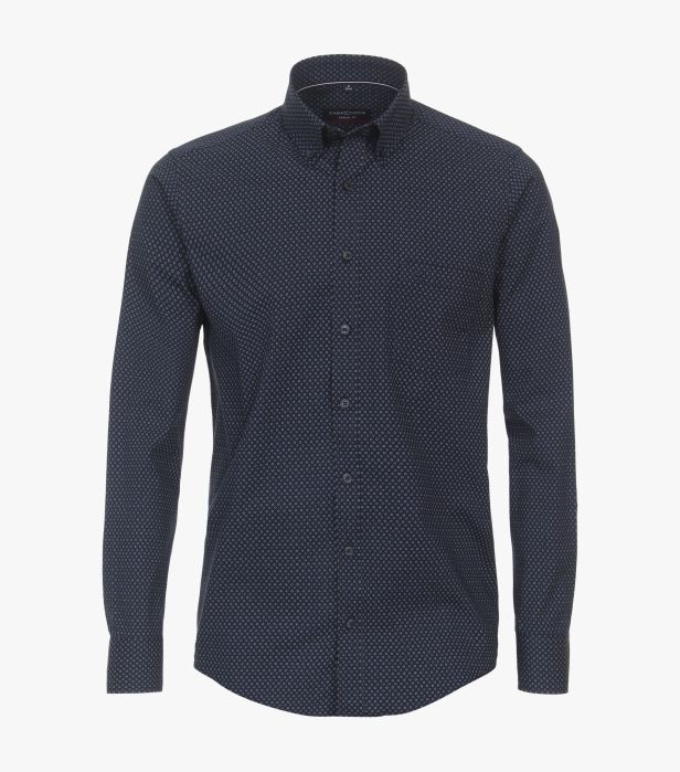 Casa Moda Long Sleeve Diamond Print Casual Shirt 100 - Dark Blue