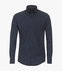 Casa Moda Long Sleeve Diamond Print Casual Shirt 100 - Dark Blue