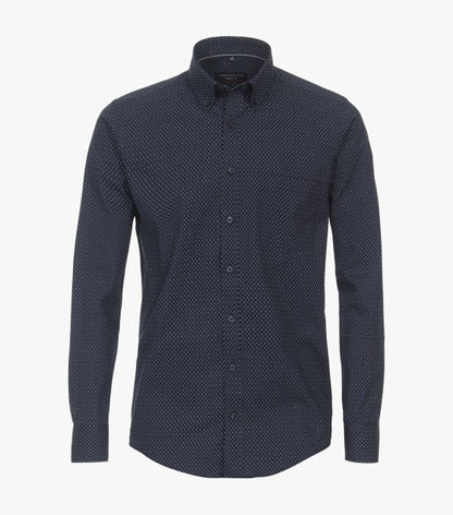 Casa Moda Long Sleeve Diamond Print Casual Shirt 100 - Dark Blue