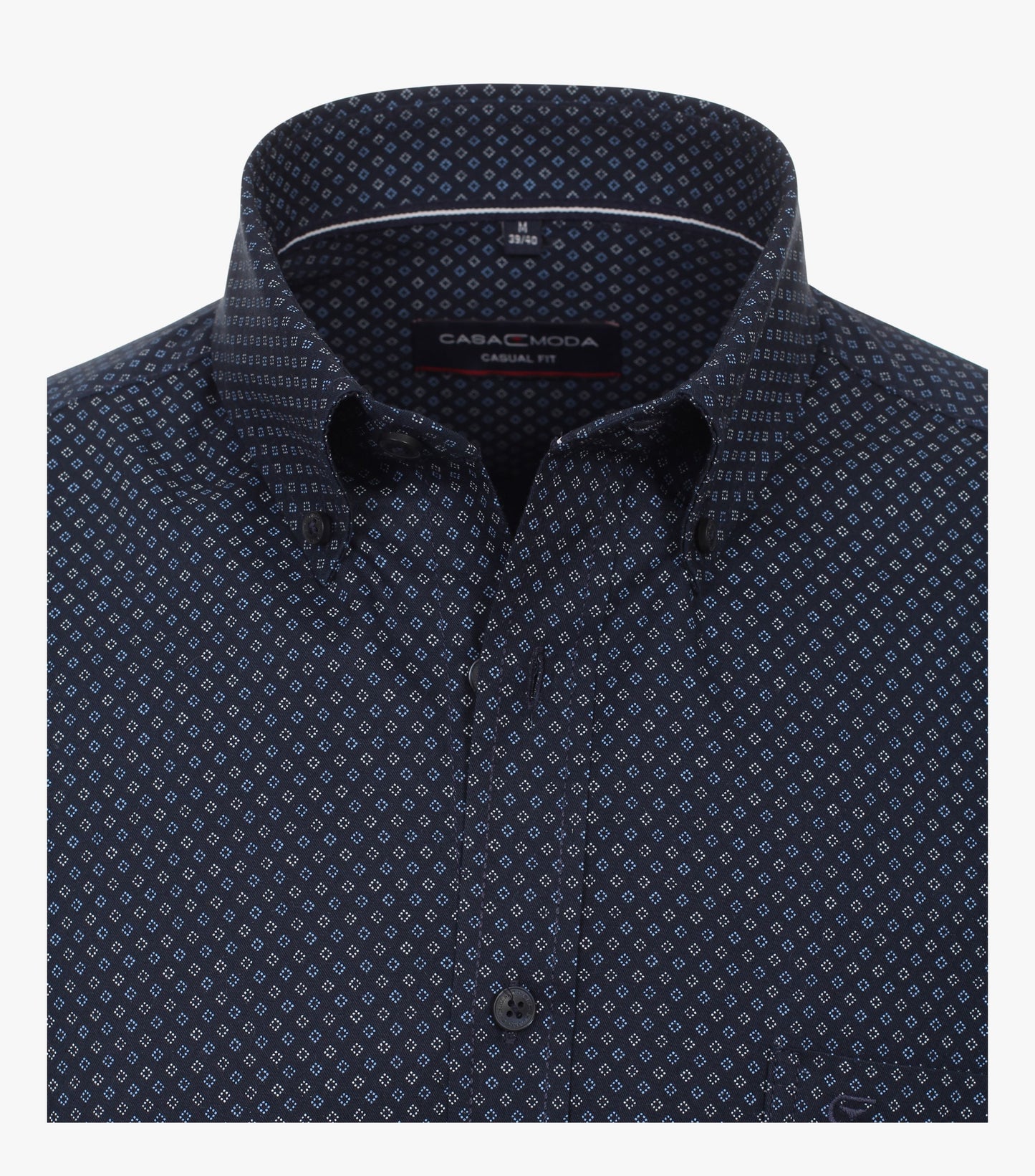 Casa Moda Long Sleeve Diamond Print Casual Shirt 100 - Dark Blue