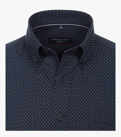 Casa Moda Long Sleeve Diamond Print Casual Shirt 100 - Dark Blue