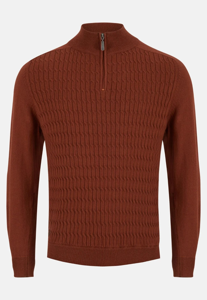 6th Sense Diego Half Zip Sweater - Cinnamon