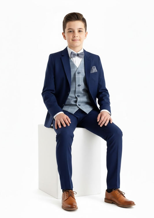 Boys Standar Diego 3 Piece Suit - Blue