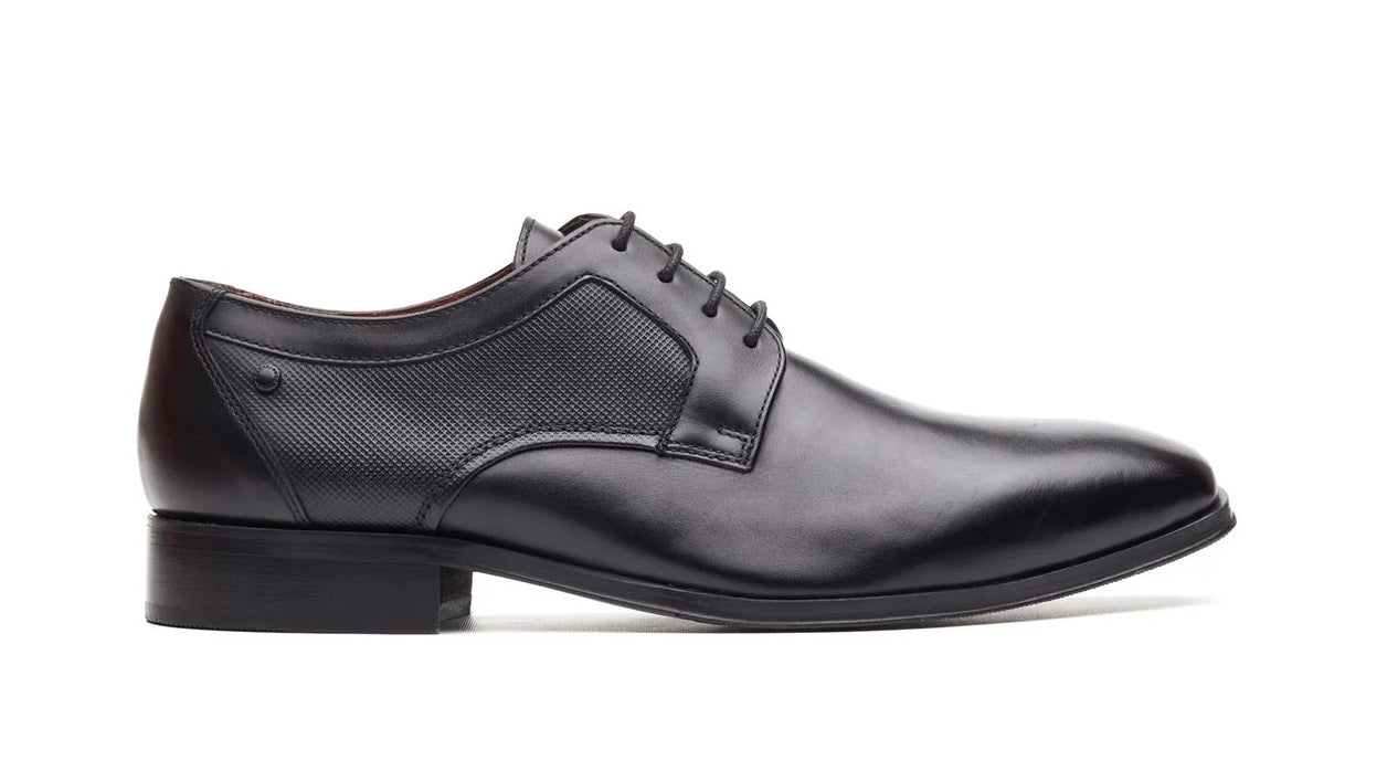 Base London Dome Derby Leather Shoes - Waxy Black