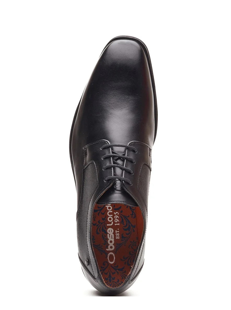 Base London Dome Derby Leather Shoes - Waxy Black