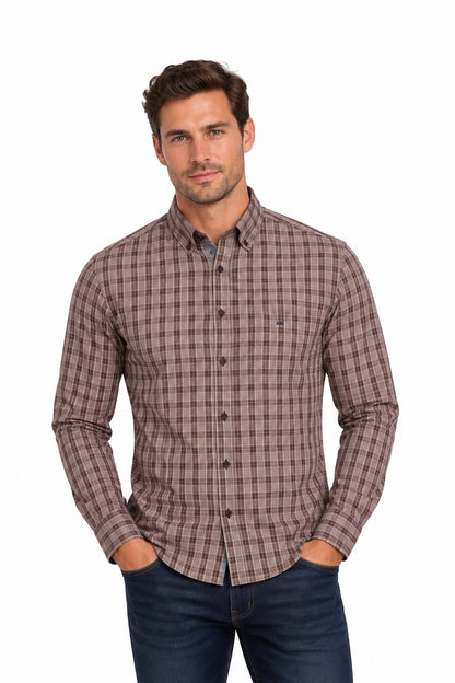 Daniel Grahame Long Sleeve Casual Checked Shirt - Red