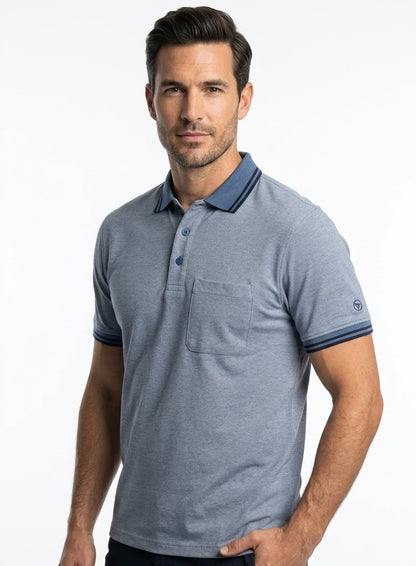 Daniel Grahame Short Sleeve 3 Button Polo Shirt - Blue