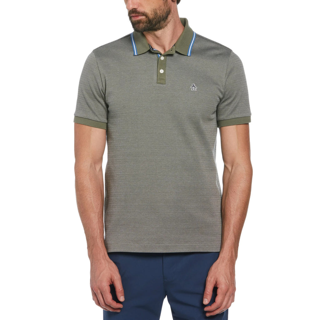 Original Penguin Jacquard Polo Shirt - Dusty Olive