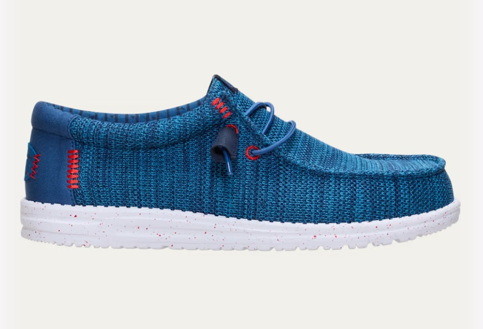 Hey Dude Wally Stretch Sox Casual Shoe - Ensign Blue/Multi