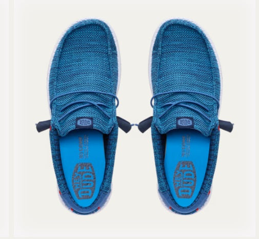 Hey Dude Wally Stretch Sox Casual Shoe - Ensign Blue/Multi