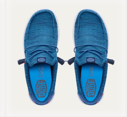 Hey Dude Wally Stretch Sox Casual Shoe - Ensign Blue/Multi