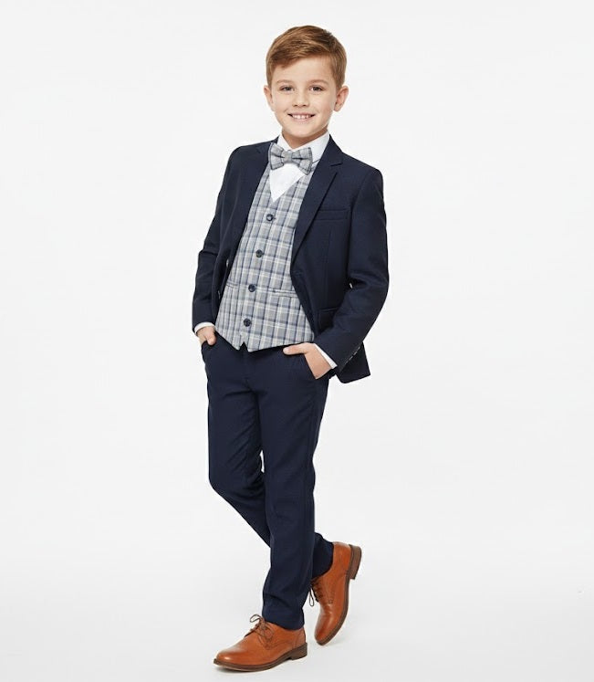 Boys Standar Enzo 3 Piece Suit - Navy