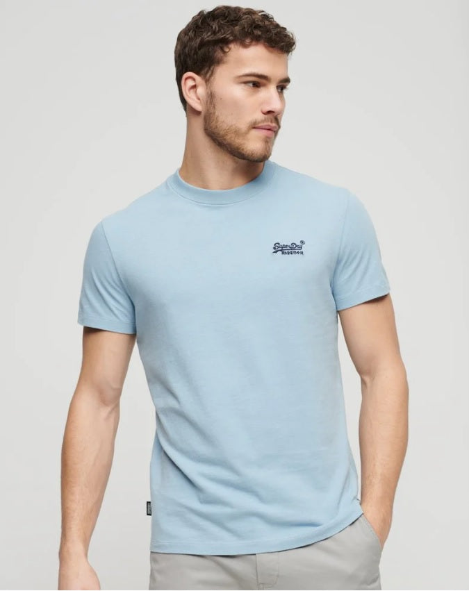 Superdry Cotton Essential Logo Embroidered T-Shirt - China Blue