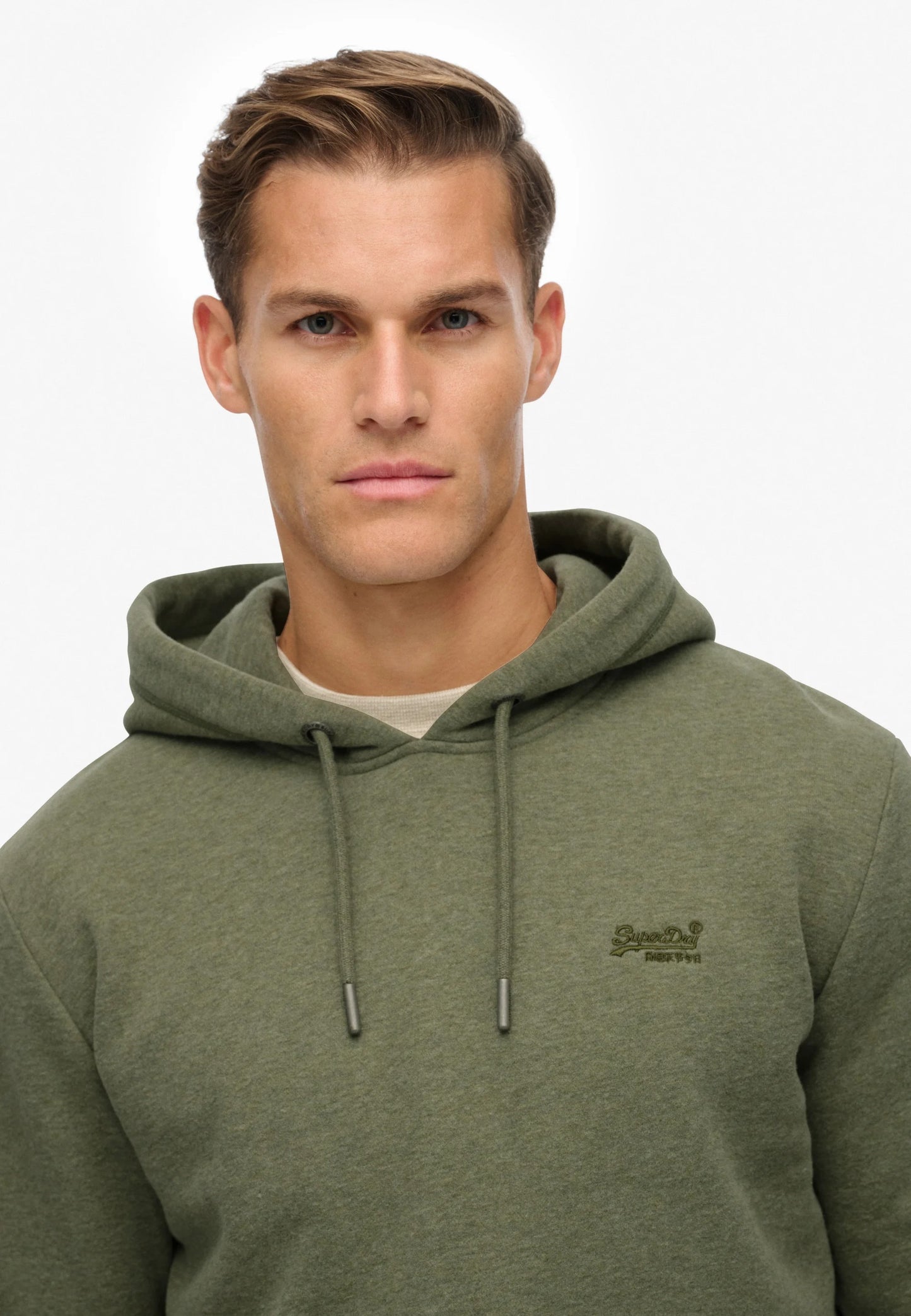 Superdry Essential Logo Hoodie - Faded Sage Green Marl