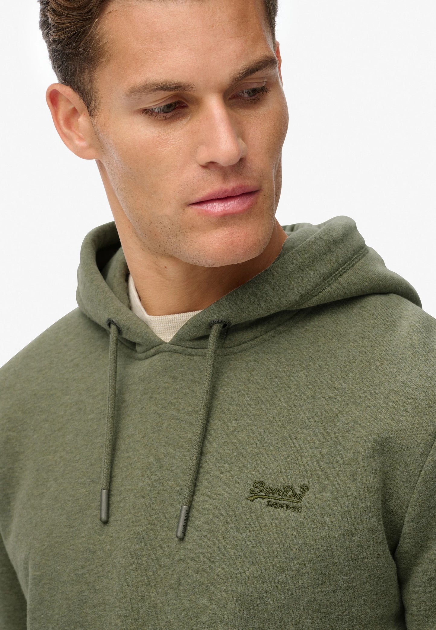 Superdry Essential Logo Hoodie - Faded Sage Green Marl