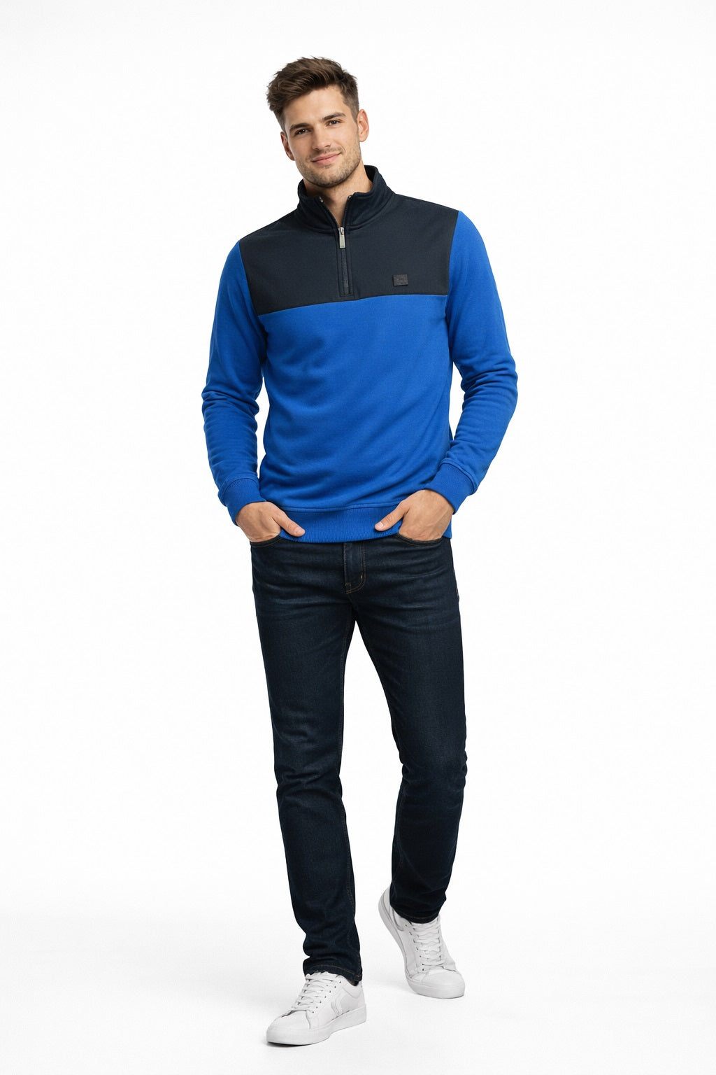 Mens Diesel Sport Felix Half Zip Sweatshirt - Blue
