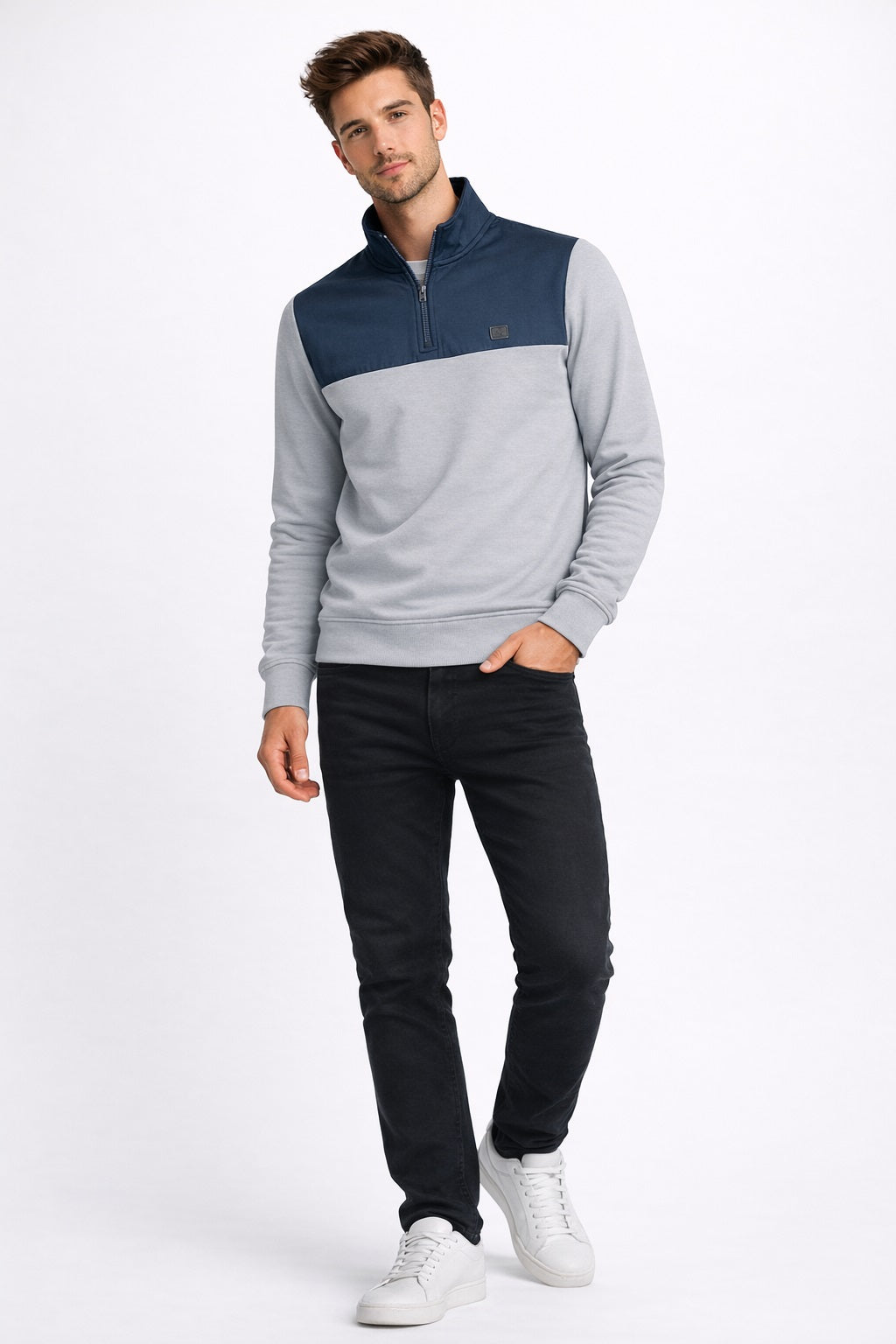 Mens Sport Diesel Felix Half Zip Sweatshirt - Grey