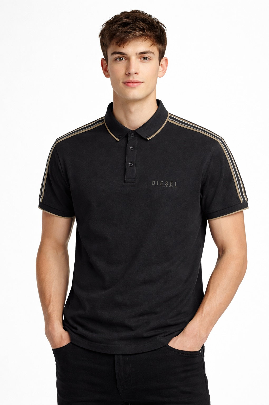 Diesel Sport Finian Short Sleeve Polo Shirt - Black