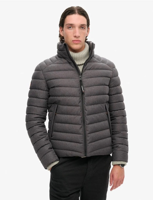 Superdry Tweed Fuji Padded Jacket - Charcoal Marl