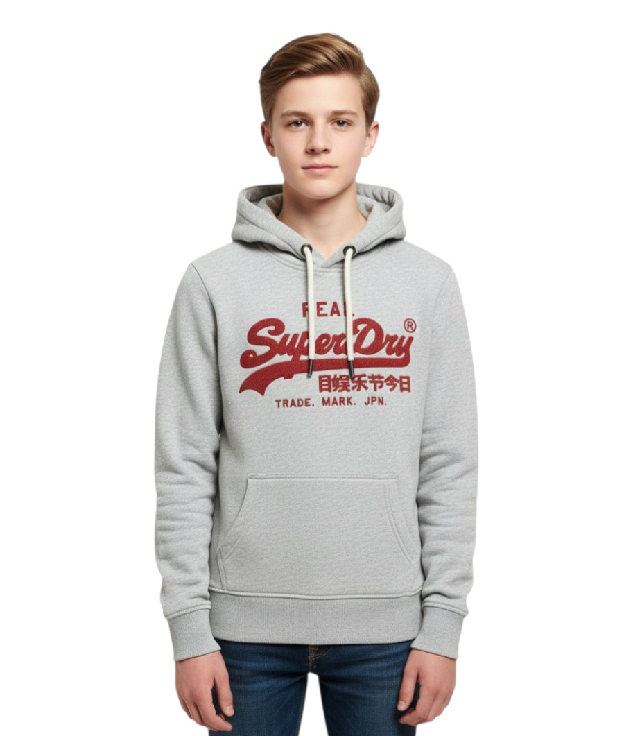 Superdry Unisex Chenille Vintage Logo Graphic Hoodie - Athletic Grey Marl