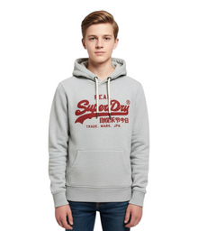 Superdry Unisex Chenille Vintage Logo Graphic Hoodie - Athletic Grey Marl