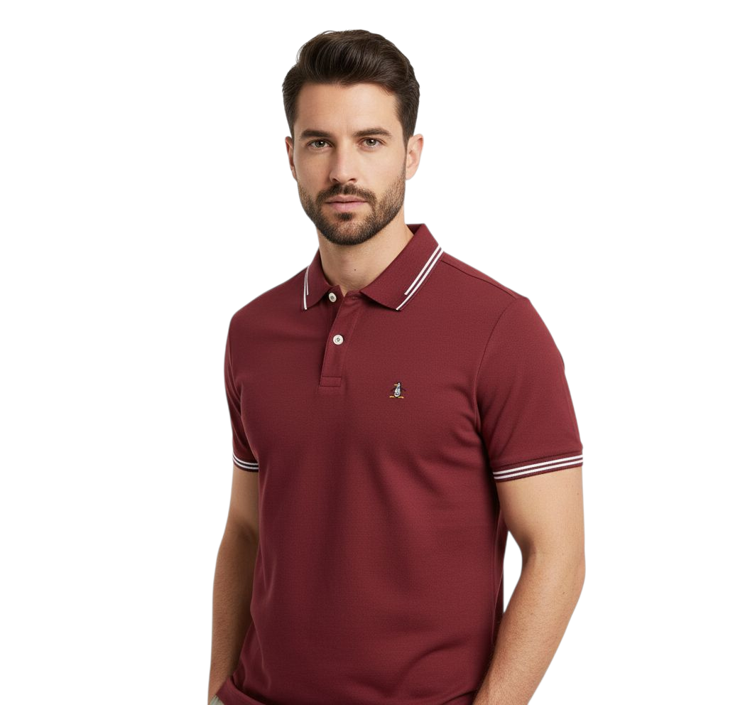 Original Penguin Sticker Pete Pique Polo Shirt - Cabernet