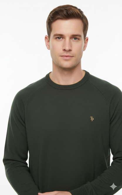 Tom Penn Crew Neck Sweater - Dark Khaki