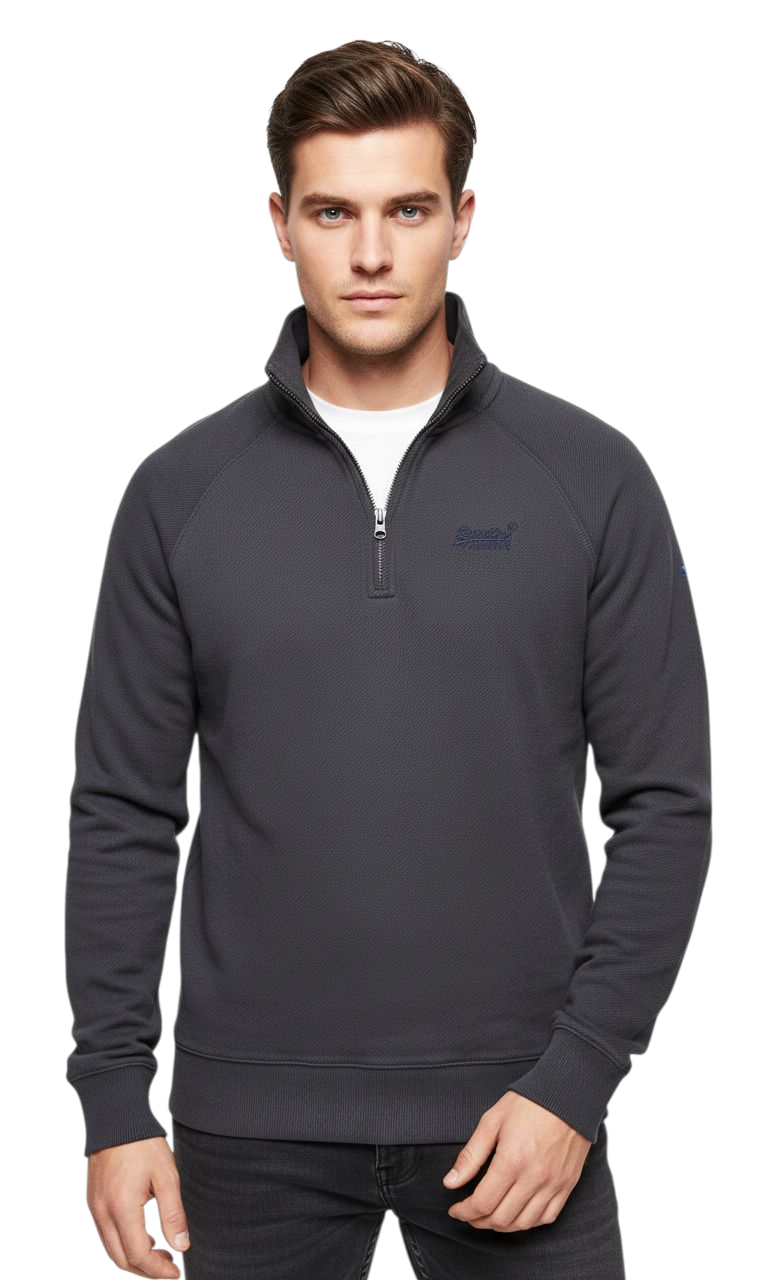 Superdry Essential Logo Raglan Half Zip Sweater - Eclipse Navy