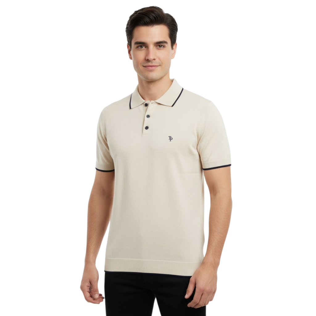 Tom Penn Short Sleeve Polo Shirt TP-062K - Cream