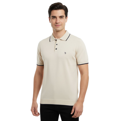Tom Penn Short Sleeve Polo Shirt TP-062K - Cream
