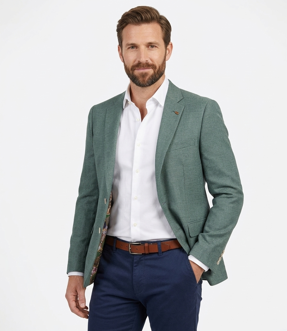 White Label Joshua Tapered Fit Textured Blazer - Green