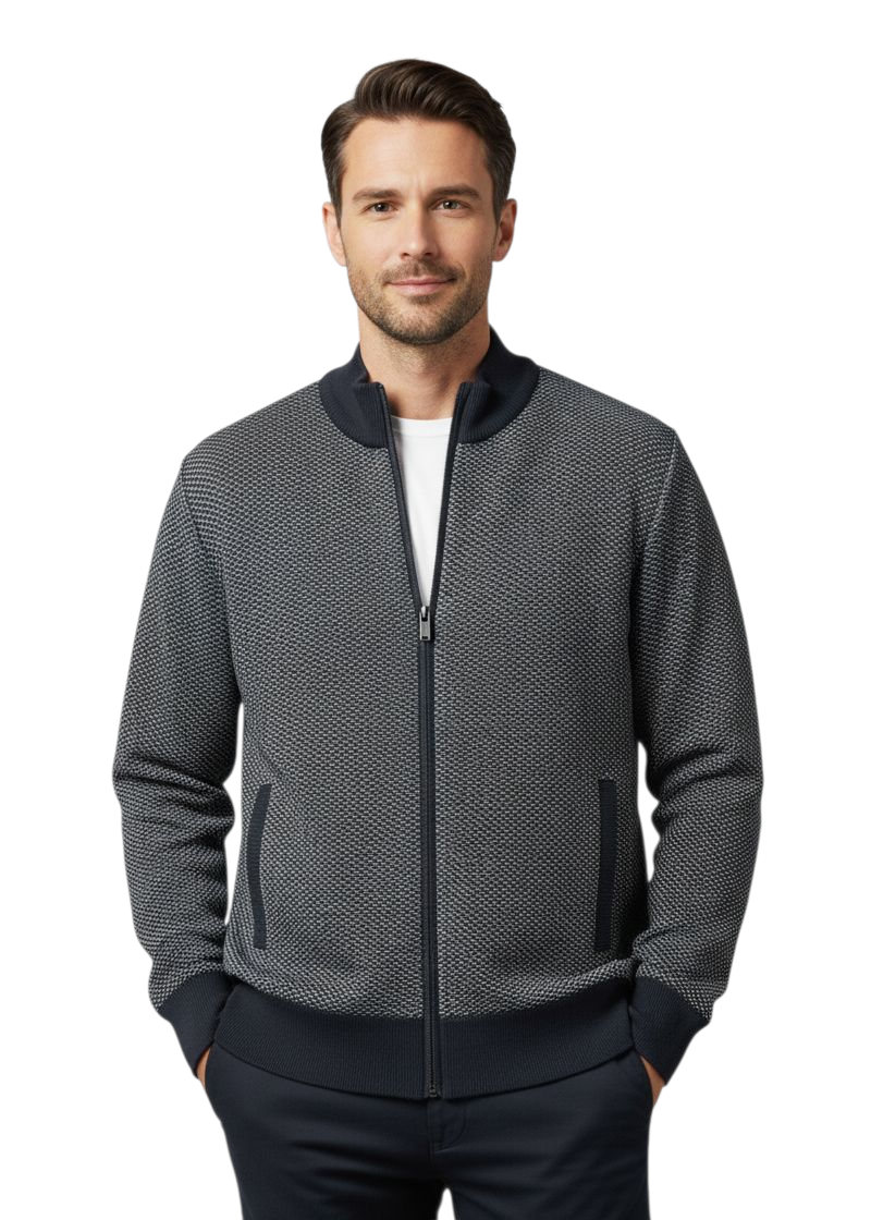 Dario Beltran Full Zip Cardigan - Navy