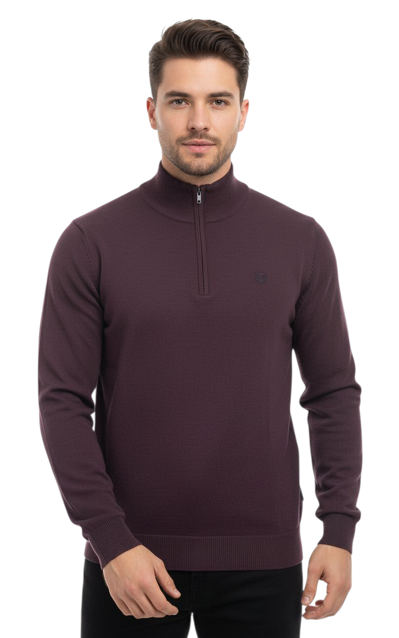 XV KINGS Perpignan Half Zip Sweater - Plummed