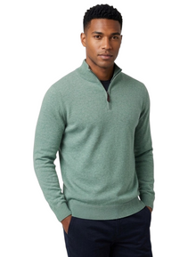 Gilded Gentlemen Harold Half Zip Sweater - Misty Green
