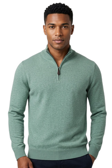 Gilded Gentlemen Harold Half Zip Sweater - Misty Green