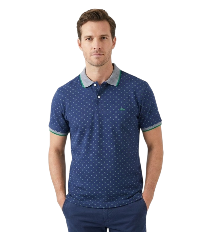 Dario Beltran Short Sleeve Polo - Navy/Green