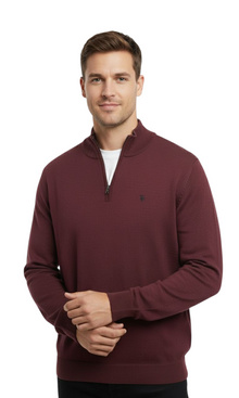 Tom Penn Half Zip Sweater - Burgundy