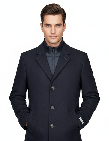 White Label Aron Overcoat - Navy