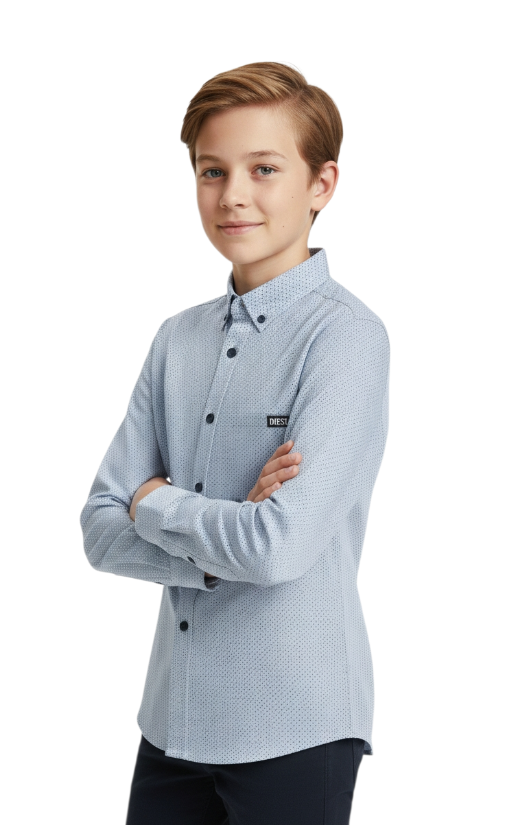 Boys Diesel Gannon Casual Shirt - Blue Print