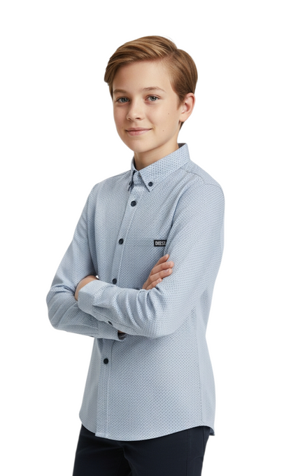 Boys Diesel Gannon Casual Shirt - Blue Print